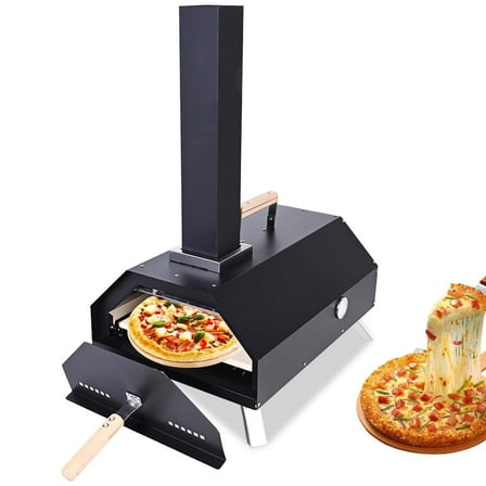 HISUKOY Outdoor Pizza Oven - Wood Pellet Pizza Stove with 11” Pizza Stone, Ideal for Outdoor Backyard Camping Picnics, Suitable for Pizza, Bread, Sweet Potato BBQ