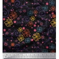 thumbnail image 1 of Soimoi Black Rayon Fabric Floral & Scroll Abstract Print Fabric by Yard 42 Inch Wide, 1 of 3