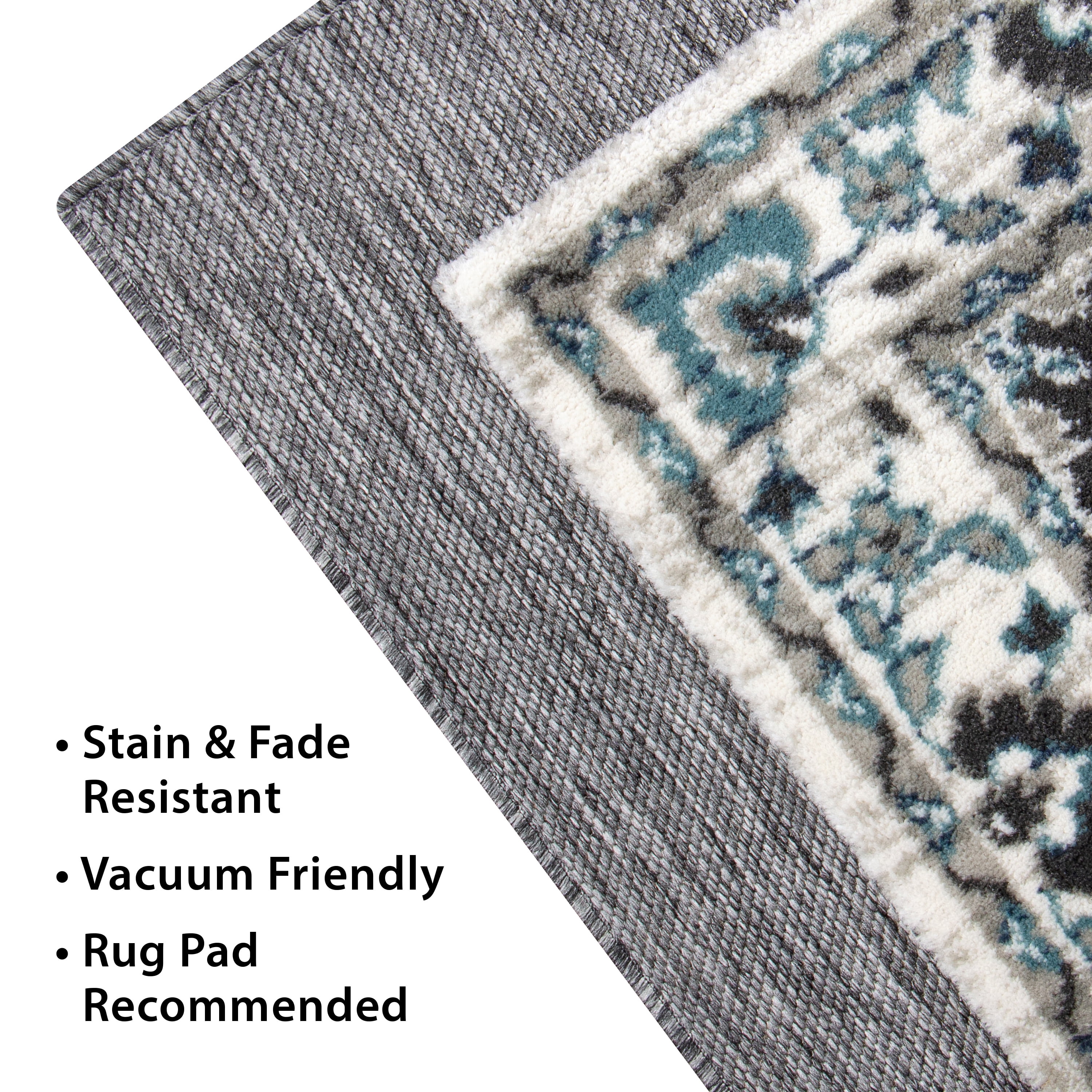 Mainstays Neutral Medallion Persian, Faux Layered, Indoor Area Rug, 5'x7'