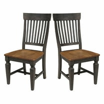 Vista Solid Wood Slat Back Chair - Set of 2 Chairs in Hickory/Washed Coal