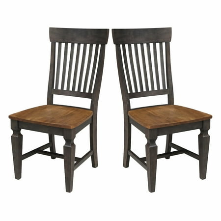 UPC 727506716418 product image for Vista Solid Wood Slat Back Chair - Set of 2 Chairs in Hickory/Washed Coal | upcitemdb.com