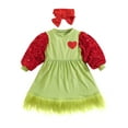 thumbnail image 1 of TheFound Robe Décontractée de Noël pour Filles, Coupe Trapèze, Manches Longues, Ourlet en Peluche, Robe Patchwork à Paillettes avec Bandeau, 1 of 9