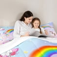 thumbnail image 4 of Homewish Kawaii Cartoon Teens Twin Bedding Sets 7-Piece, Cute Dreamy Unicorn Bedding Comforter Set, Fairy Tale Butterfly Sheet Sets, Ultra Soft Bedroom Decor, 4 of 7