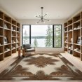 thumbnail image 2 of ODIKA 9'x12' Washable Area Rug Non-Shedding, Easy Care Beige Cream Centered Botanical Balanced Layout Rectangular Fronds for Master Suite, California King, Under Bed, 2 of 7