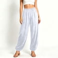 thumbnail image 6 of PInxai Yoga Pants for Women Elastic Waisted Baggy Pants Loose Comfy Casual Athletic Solid Color Pants Summer,White,XL, 6 of 7