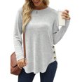 thumbnail image 2 of gakvbuo Plus Size Pullover Sweaters For Women Long Sleeve Sweatshirts Fall Tunic Tops Women Casual Long Sleeve Solid Shirts Lightweight Round Neck Button Down Tunic Tops, 2 of 8