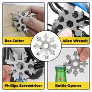 Universal Socket + Snowflake Multitool Gifts for Men Dad - 2 Pack, Socket Set with Power Drill Adapter Cool Stuff, Super Universal Socket Grip Gadgets for Men, Tool for Men Women Husband (Sliver)