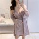 thumbnail image 1 of Pijama sexy de primavera y verano para mujer, camisón fino de seda helada con almohadilla para el pecho, camisón con tirantes, conjunto de dos piezas, ropa de belleza para el hogar, 1 of 6