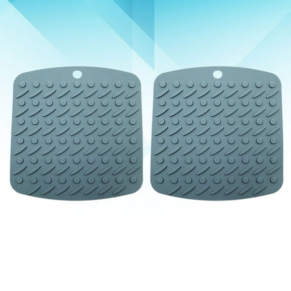 GOOHOCHY Heat Resistant Silicone Mat for Kitchen Use NonSlip Coaster Blue 2pcs with High Flexibility and Oil Resistance