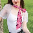 thumbnail image 5 of Tinted Cloth Long Strip Silk Scarf 46.9in×3.1in Soft, Silky, Shiny, Dustproof And Sunscreen For Daily Out Date Travel Photos Hotpink Geometric Patterns_2, 5 of 6