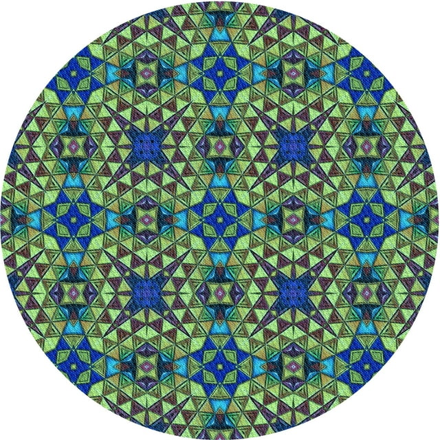 Ahgly Company Tapis Rond Lavable en Machine Intérieur Transitionnel Vert Kelly, 6 Pieds Rond