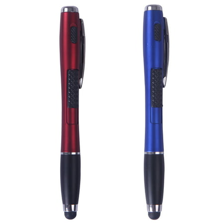 HDE [2 Pack] 3-in-1 Multifunction Touch Screen Stylus Flashlight Ball Point Pen for Capacitive Electronic Devices