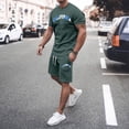 thumbnail image 2 of Afdoent Mens Two Piece Outfits Comfortable Short Sleeve T Shirt And Shorts Summer Outfit Oversized Sports Clothing Mens Fitness Suit Beach Vacation Outfits, 2 of 6