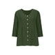 thumbnail image 5 of Craaazy Women Casual V Neck Blouse, Solid Color 3/4 Sleeve Button Down Shirt, Loose Fit Comfy Cotton Linen Top for Daily Wear Gifts, 5 of 6