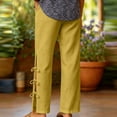 thumbnail image 5 of hoksml Women's Wide Leg Pants, Elastic Waist Casual Trousers with Side Slit and Bow Details, Loose Fit Pants for Summer Daily and Vacation Wear, 5 of 6