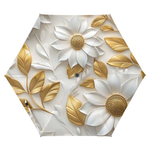 ALAZA 3d Flowers Pattern UPF 50  Compact Folding Umbrella for Rain Travel Umbrella Packable