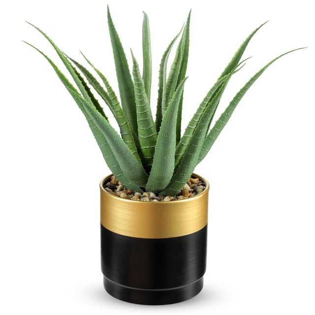 Planta artificial de agave Briful, suculenta, 31 cm, color negro dorado