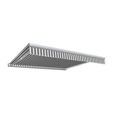 Awntech KWL10-US-GW 10 ft. Key West Full Cassette Left Motor Retractable Awning, Gray & White - 96 in.