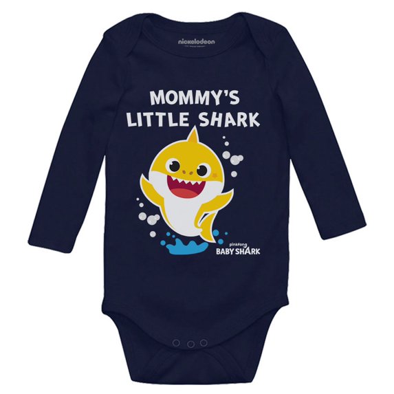 Baby Shark Doo Doo Doo Outfit 1st Mothers Day Baby Boy Girl Long Sleeve Bodysuit Mommy's Lil Shark Navy 12M (6-12M)
