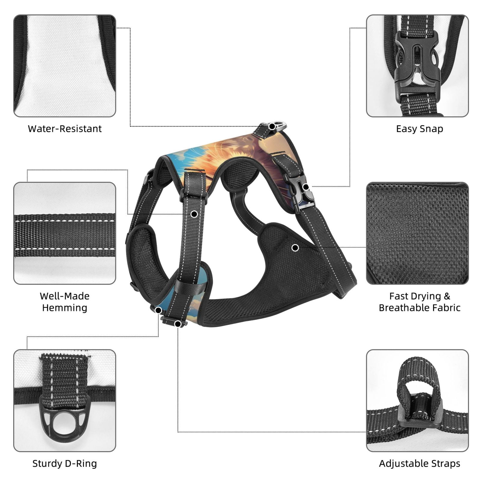 Naloa Cloud Sleeping Cat Pet Harness Vest with Traction Rope, Adjustable No-Choke Dog Vest for Outdoor, Walking - Small