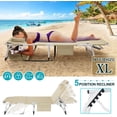 thumbnail image 6 of Slsy Folding Tanning Lounge Chair with Removable Soft Mattress & U-Shaped Pillow,5-Level Adjustable Outdoor Beach Bed for Sunbathing&Napping,Portable Striped Reclining Cot for All-Season Comfort, 6 of 7