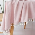 thumbnail image 4 of Fennco Styles Tiny Houndstooth Design Everyday Tablecloth 56" W X 56" L - Pink Cotton Blend Tassels Table Cover for Dining Room, Banquets, Holidays, Special Events and Home Décor, 4 of 5