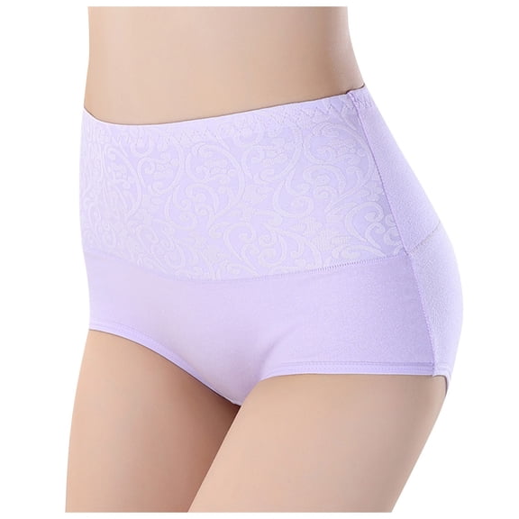 PMVFHDE Womens High Waist Lace Trim Solid Color Breathable Plus Size Wide Band Triangle Briefs Plus Size Underwear For Women C，L