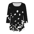 thumbnail image 6 of Shirts for Women Plus Size 3/4 Sleeve Floral Printing Round Neck Plus Size T-shirt Casual Blouse,Tops for Women Black XL, 6 of 6