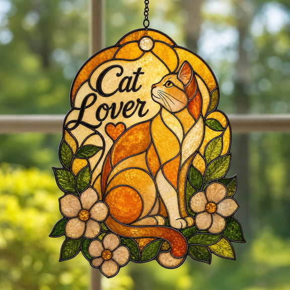 Cat Suncatcher Acrylic 1 Layer for Cat Lovers, Cat Lover Window Hanging Decor