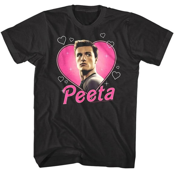 Hunger Games - Peeta Heartthrob - American Classics - Solid Black Adult Short Sleeve T-Shirt
