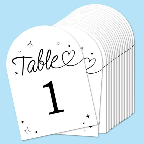 Big Dot of Happiness Wedding Hearts Black & White Table Numbers Centerpieces, Double-Sided 5 x 7 inches Cards, Table Numbers - 1-20