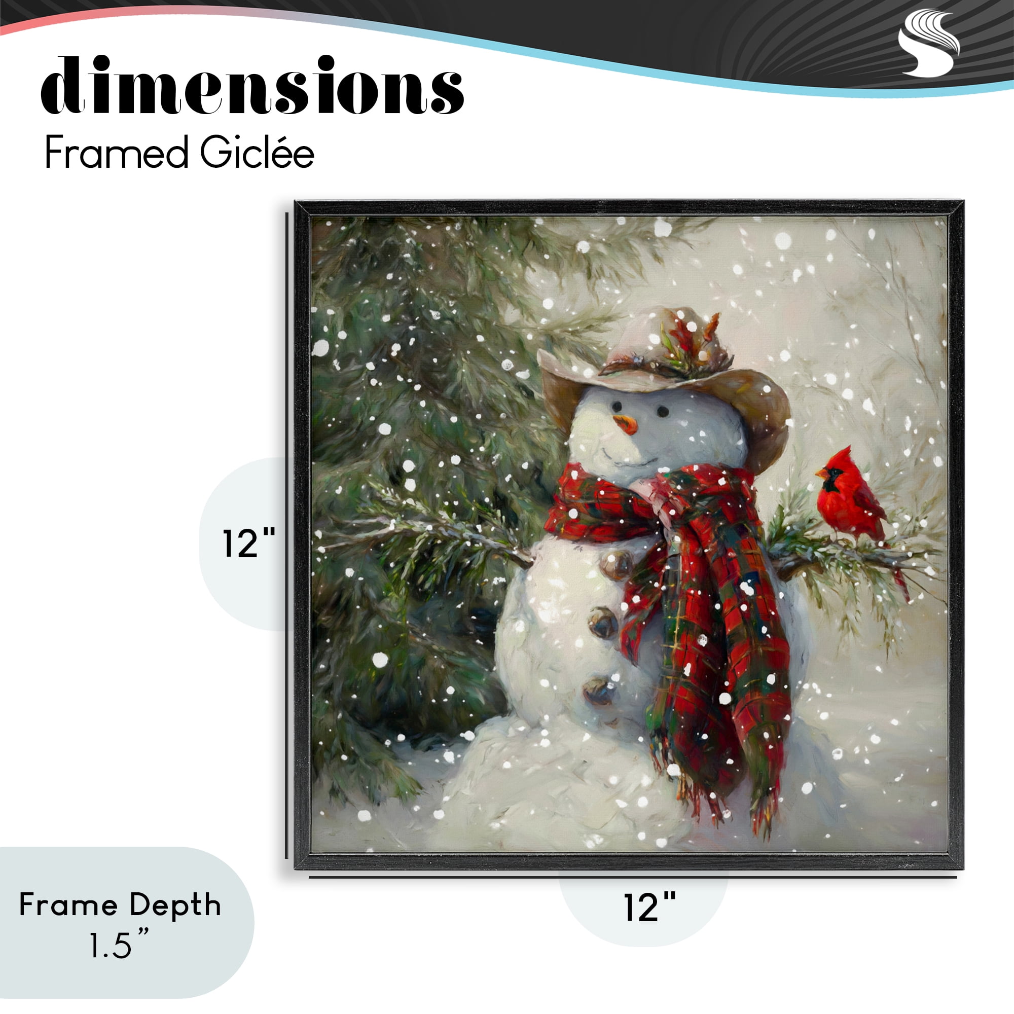 Stupell Industries Cowboy Snowman & Cardinal Black Framed Giclee Art, design by Tina LeCour