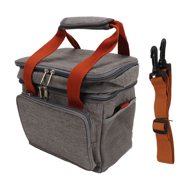 Bolsa térmica de doble capa de 10 l, plegable, de tela Oxford PEVA, a prueba de fugas, con correa ajustable para el hombro, ideal para viajes, picnics y acampadas, color gris.