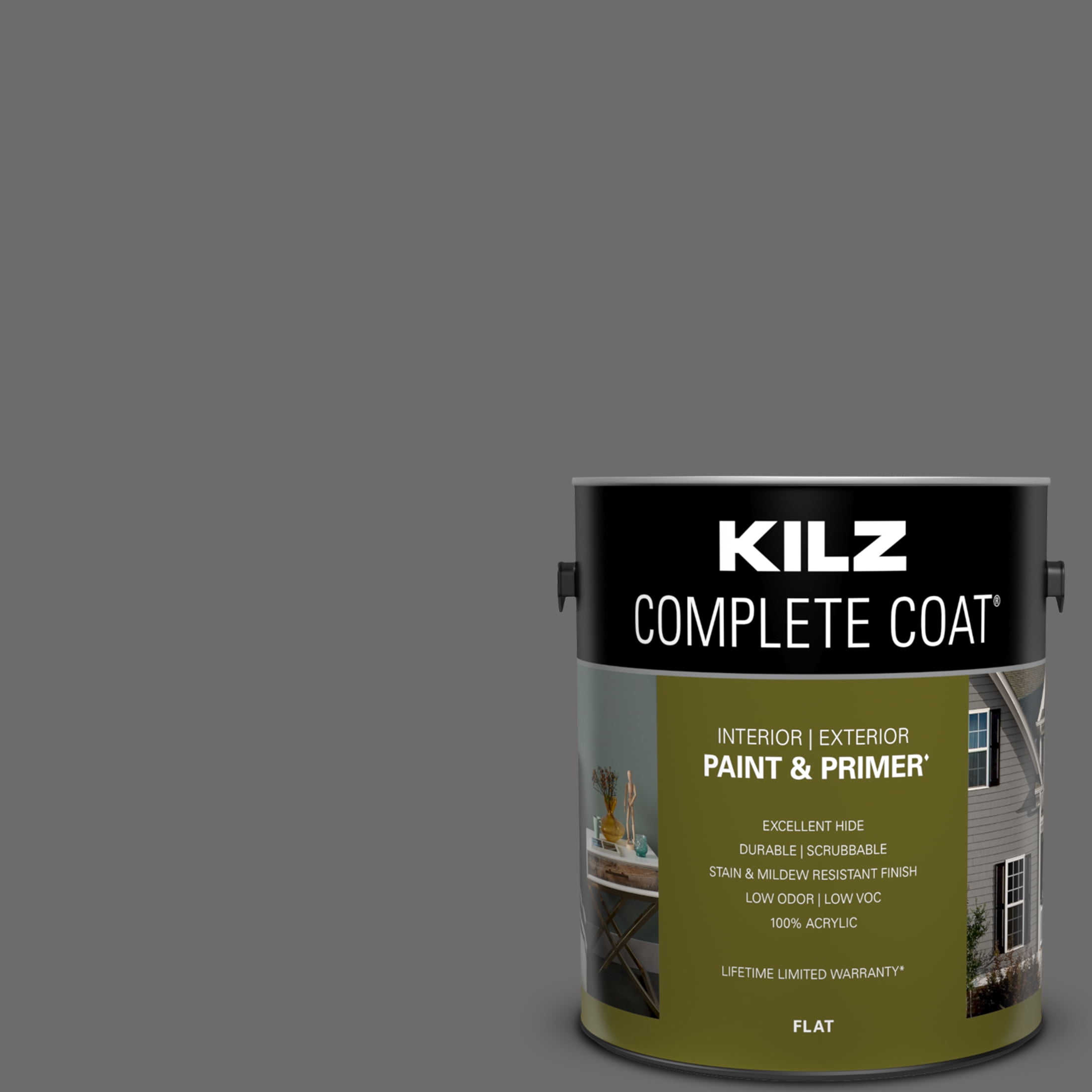 KILZ Complete Coat Interior/Exterior Paint & Primer, Sooty, 1 Gallon