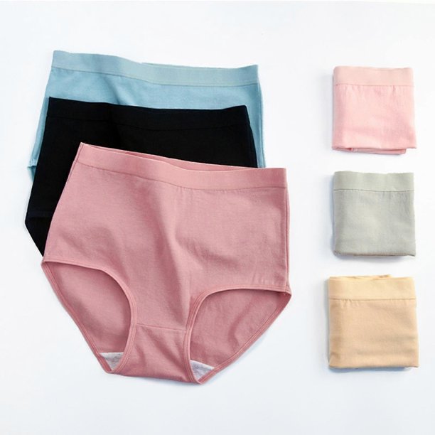 Women's Solid Color Panties Pure Cotton High-waist Briefs Buttocks And Abdomen Panties, Cotton Panties Breathable Women Underwear Briefs