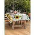 thumbnail image 2 of Spring Gnomes Outdoor Tablecloth - 60x84 Inch Rectangle Dining Table Cover, Botanical Yellow Flowers Leaves Wooden Plank Waterproof Outdoor Table Cloth with Umbrella Hole & Zipper for Picnic/Patio, 2 of 7