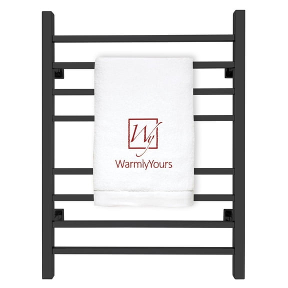 Heated Towel Rack for Bathroom - Matte Black Electric Towel Warmer Rack and Dryer 8 Bars, Wall Mounted, Plug-In or Hardwired 120V (Sierra)
