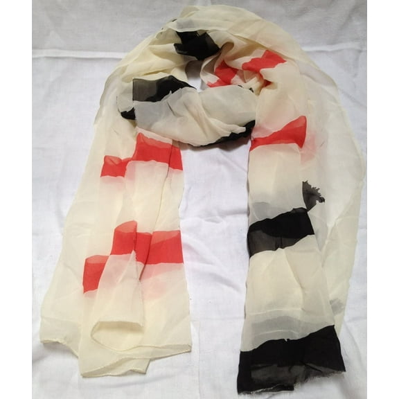 100% Chiffon Silk High Quality Long Scarf Wrap White Fashion Accessory Affordable Gift