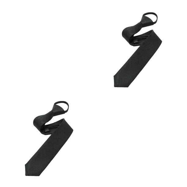 Qarigey Retro Narrow Tie Skinny Necktie Slim Pull Matching Rope Tie Smooth Full Neckwear Convenient for Bridegroom Party Dress Negro 2Conjunto