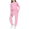 thumbnail image 2 of ZOYOEN Girls Ruffle Outfits Set- Casual Long Sleeve Cute Fashion Tops and Pants Kids Spring Fall Clothes Pink Size 4-12 Years, 2 of 7