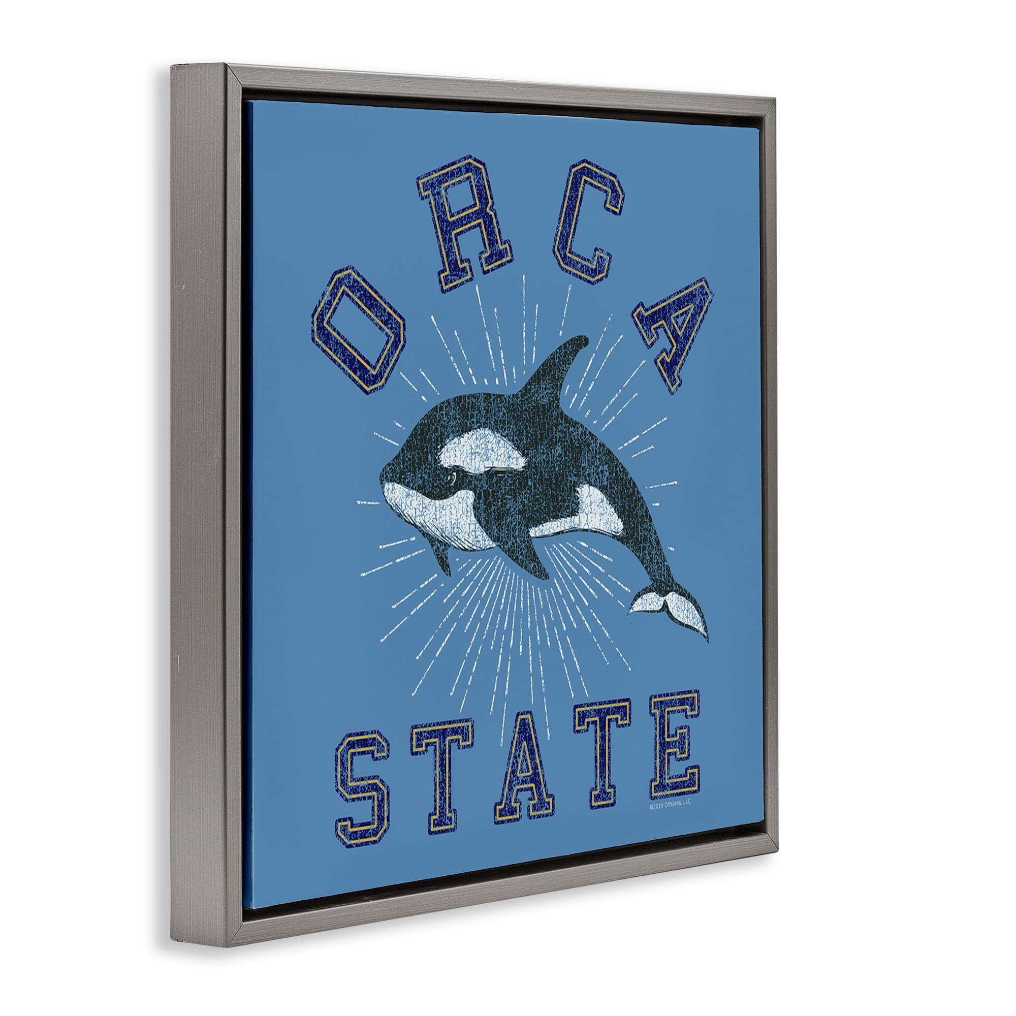 Stupell Industries Vintage Orca State Animals Painting Gray Floater Framed Canvas Art Print Wall Art, 25 x 25