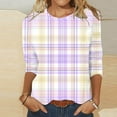 thumbnail image 2 of 3/4 Length Sleeve Graphic Tees Casual Round Neck Fitted Womens Tops Gradient(Purple,XL), 2 of 5