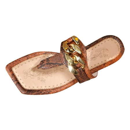 

MIASHUI Shoes for Women Slippers Fashion Summer Pattern Flip Flop Slippers Non Slip Flat Bottom Comfortable Large Size Shoes Brown 8