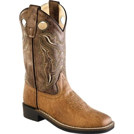 

Old West Children All Over Leatherette Material Broad Square Toe Boots