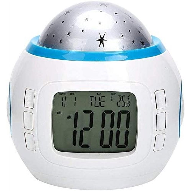 ZHAOCHENG Reloj despertador Pantalla LED Relojes de proyección Música digital Estrella Cielo Proyección Calendario Termómetro Posponer
