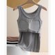 thumbnail image 4 of Pijama de manga corta para mujer, de verano, talla grande, con tirantes, almohadillas para el pecho y el centro de la espalda, sin mangas y pijama interior, blusa de poliéster para mujer., 4 of 6
