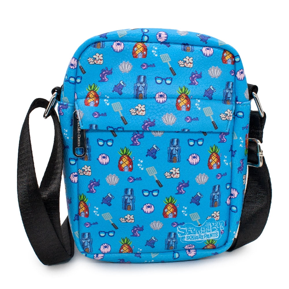 Buckle Down Nickelodeon Spongebob Squarepants Flower Collage Vegan Leather Crossbody Bag - 8x6.5 Inches - View #10
