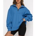 thumbnail image 2 of LYMAYTER ‌Women Half Zip Oversized Sweatshirts Fleece Stand Collar Long Sleeve Solid Color Workout Pullover, 2 of 9