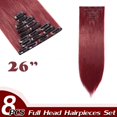 thumbnail image 2 of Extensions de Cheveux Droites à Clip Complet Synthétiques 8 Pcs 18 Clips pour Femmes, 2 of 5