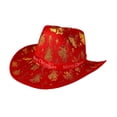 thumbnail image 4 of Sombrero de vaquero navideño de ala ancha y ligero para festivales. Foto: Pajarita dorada, 4 of 9